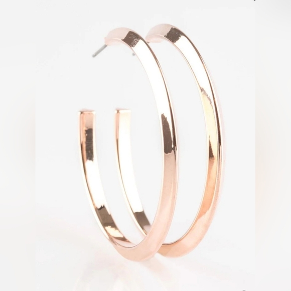 Rose Gold 2" Hoop Earrings, NIP - Picture 7 of 7